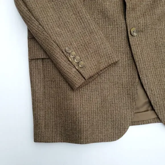 Chaps Ralph Lauren Brown Houndstooth Classic Wool Blazer Sport Coat Jacket 40R - Picture 3 of 11